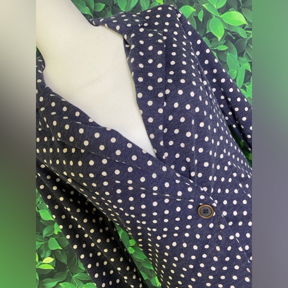 POLKA DOT PRINT COLLARED NAVY BLAZER • SIZE M • XHILARATION - Picture 4 of 5